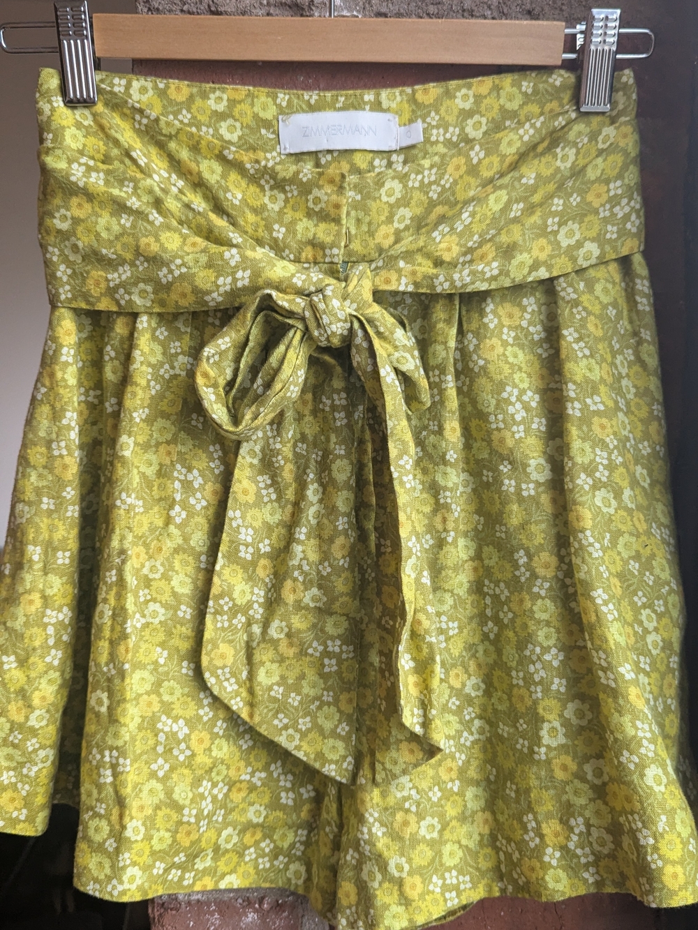 Zimmermann Yellow Floral Tie-Waist Skirt